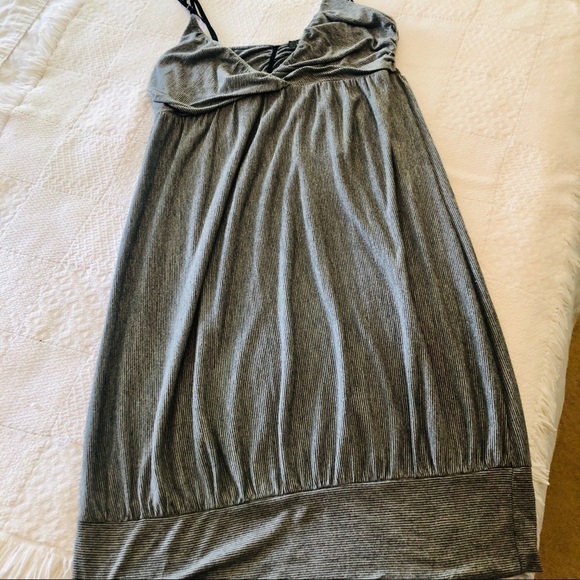 Wish USA Mini Dress Gray and Black Striped Sundress Beach Resort size Medium - Picture 12 of 14